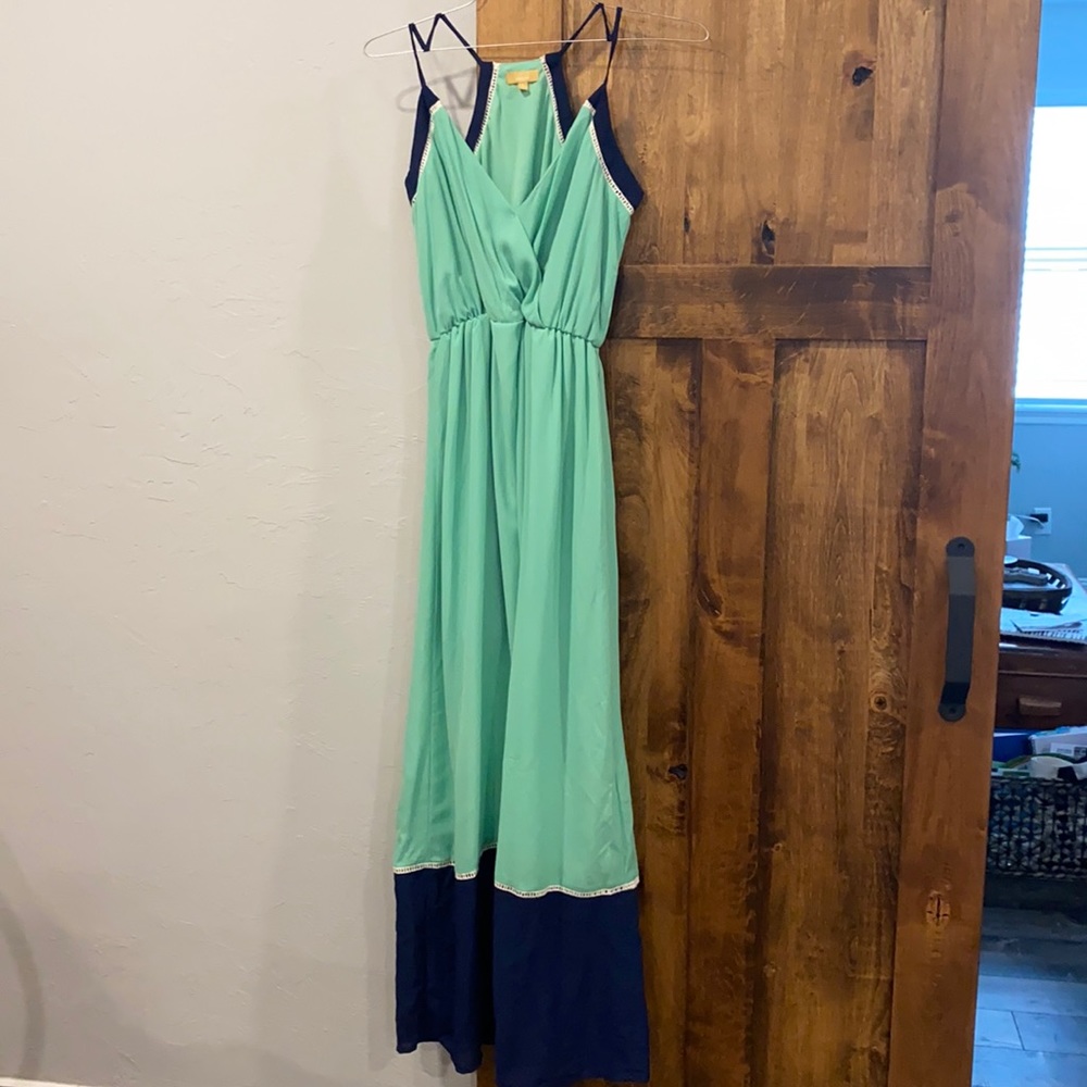Takara Seafoam green and navy dress, size S